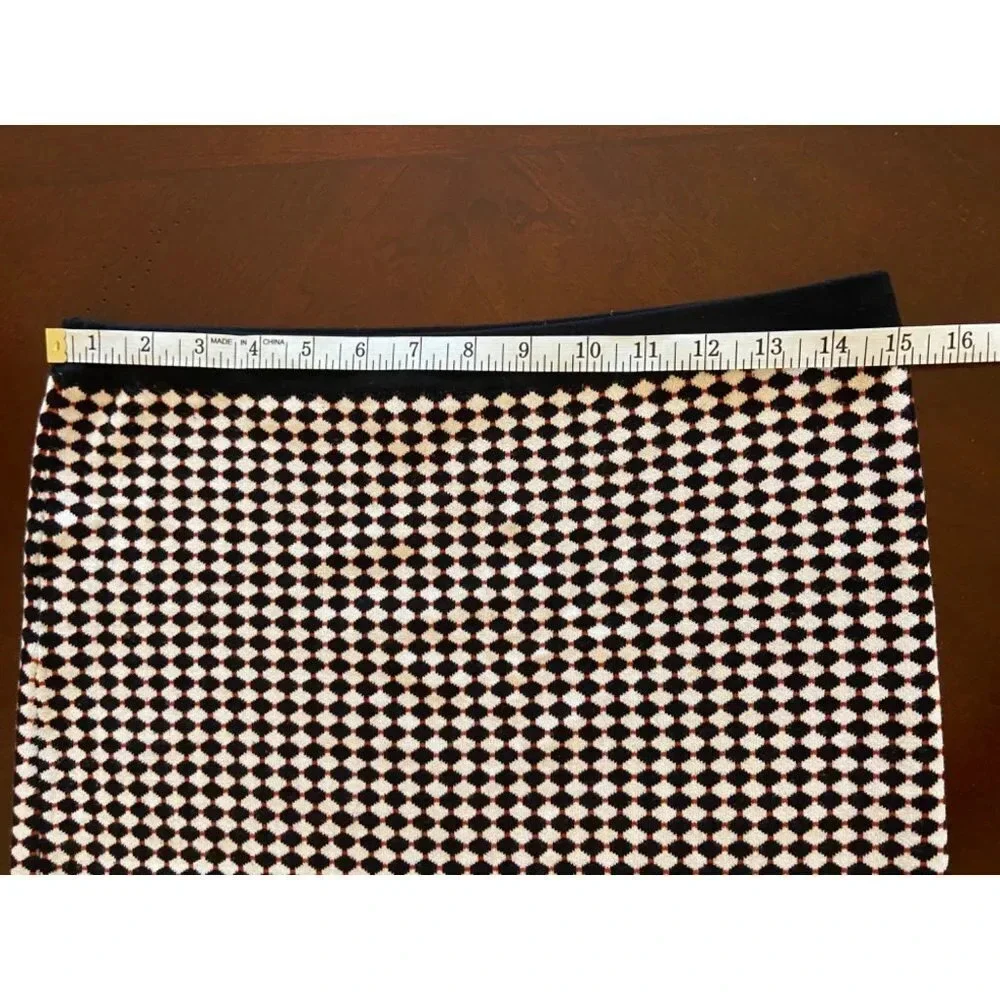 Ann Taylor Black White & Red Checkered Sweater Midi Skirt Size Small